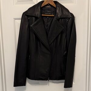 Jones New York Women's Sleek Black Leather Jacket
